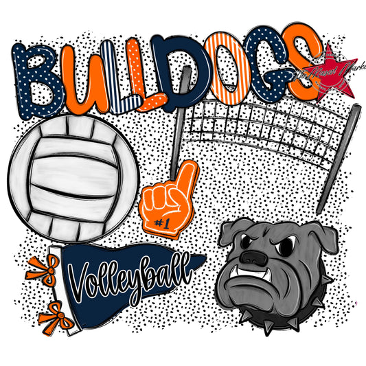 Bulldogs Volleyball Spirit-Navy & Orange