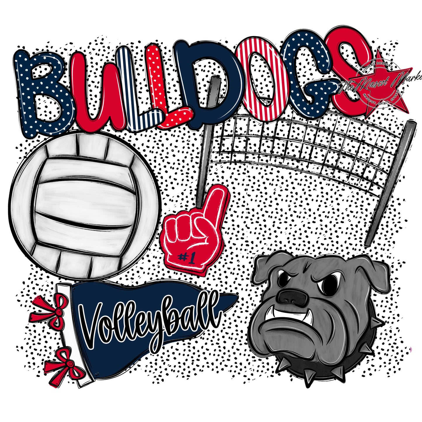 Bulldogs Volleyball Spirit-Navy & Red