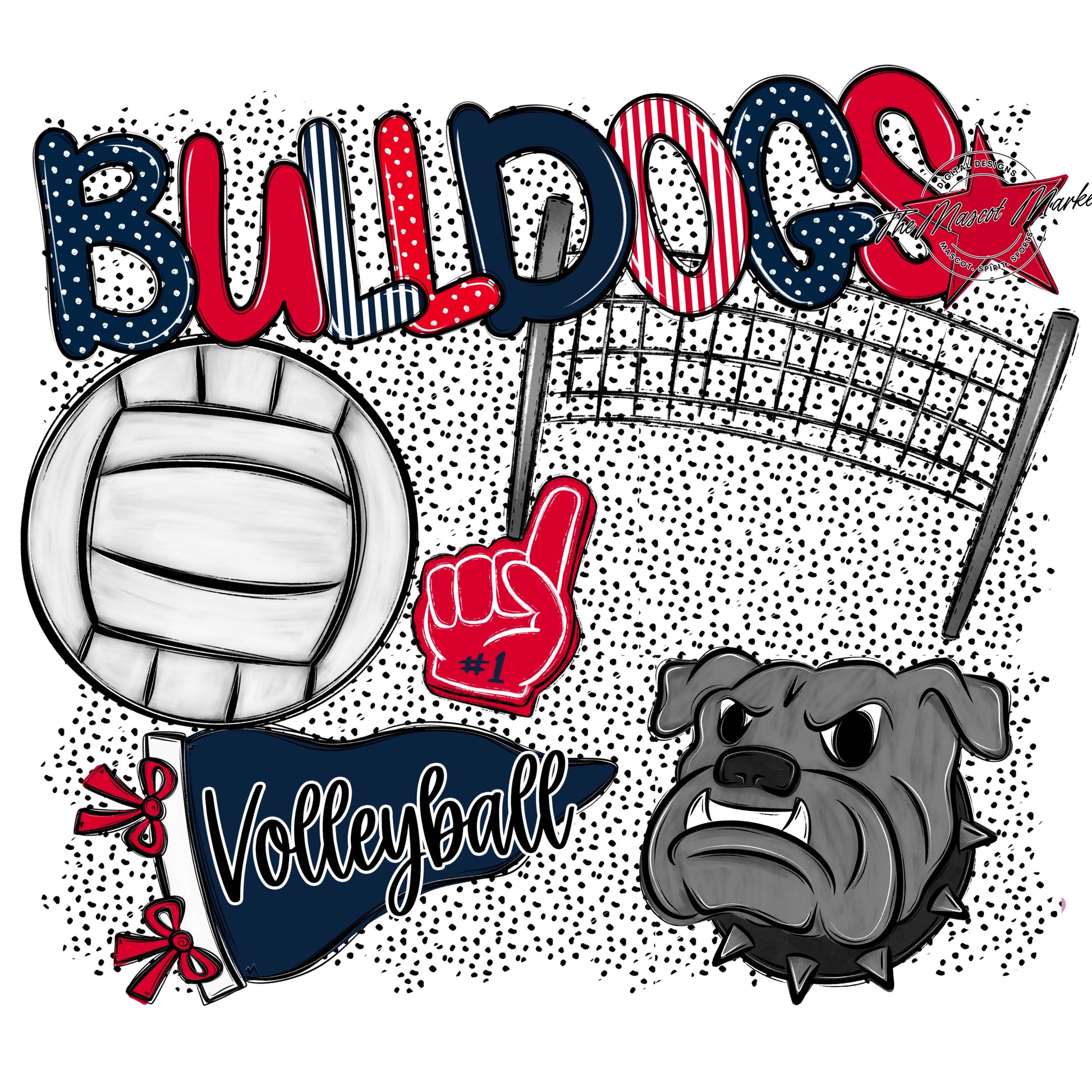 Bulldogs Volleyball Spirit-Navy & Red