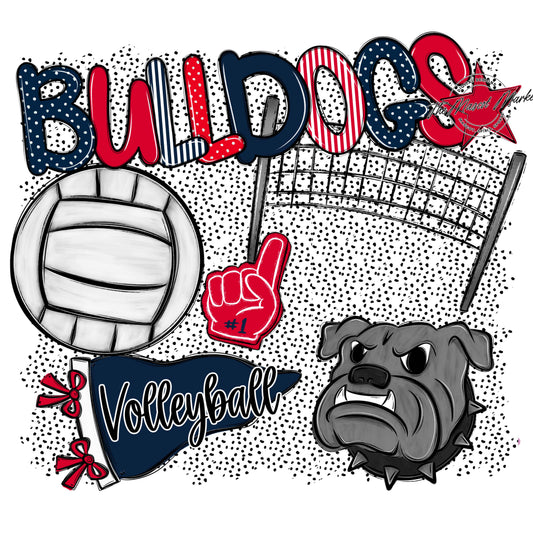Bulldogs Volleyball Spirit-Navy & Red