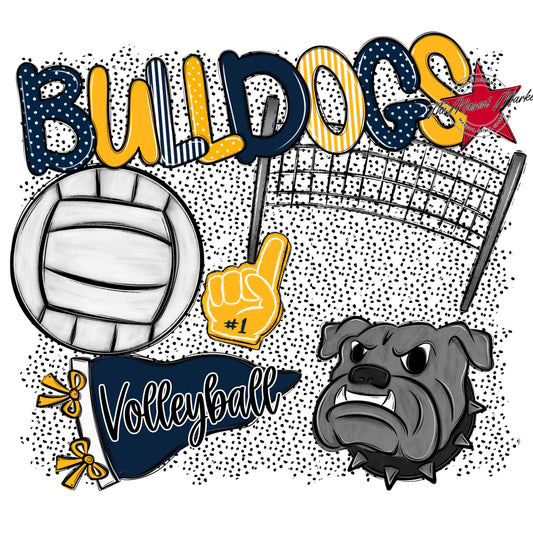 Bulldogs Volleyball Spirit-Navy & Yellow