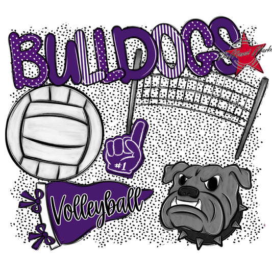 Bulldogs Volleyball Spirit-Purple