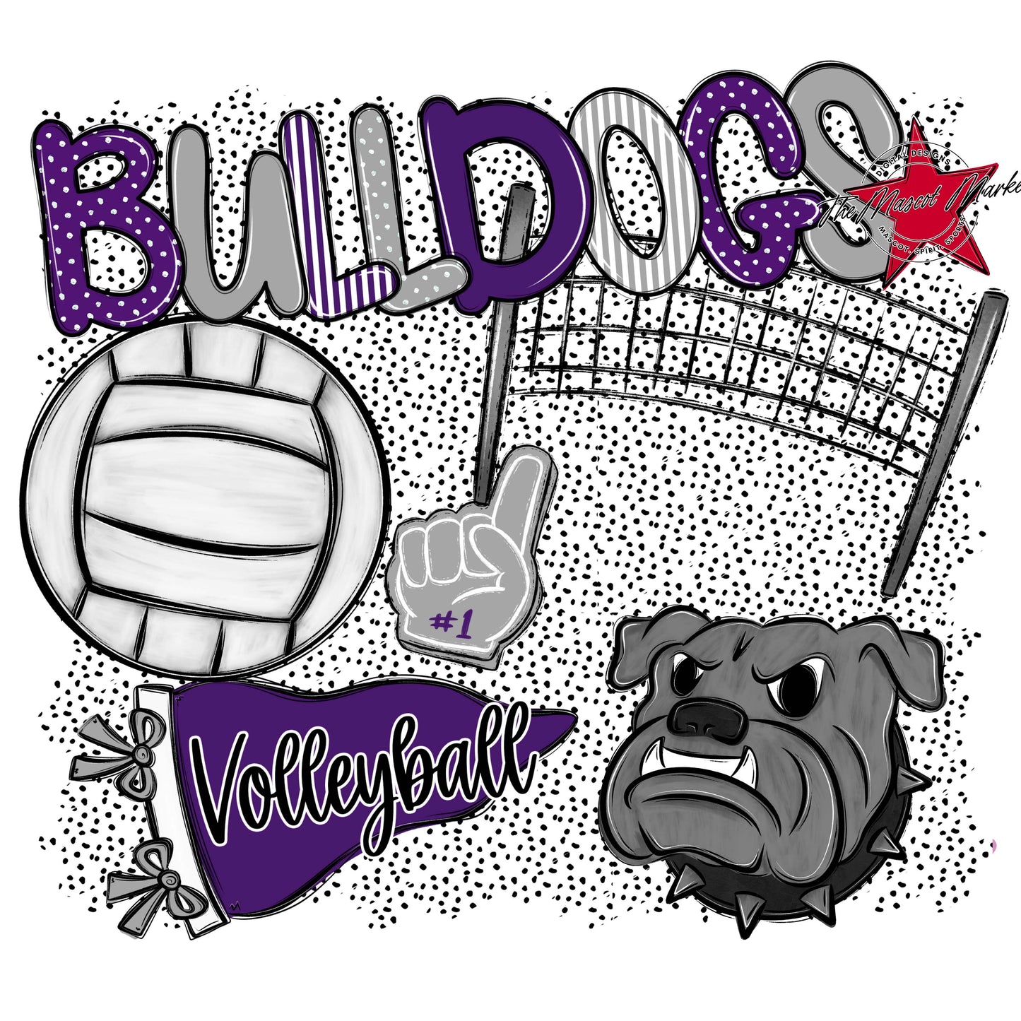 Bulldogs Volleyball Spirit-Purple & Grey