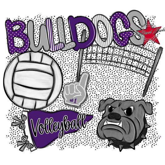 Bulldogs Volleyball Spirit-Purple & Grey