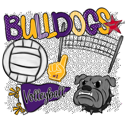 Bulldogs Volleyball Spirit-Purple & Yellow