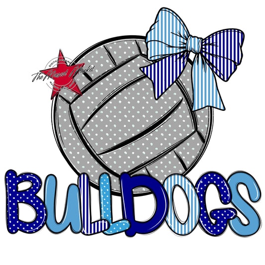 Bulldogs Volleyball Spirit Design-Blue & Carolina Blue