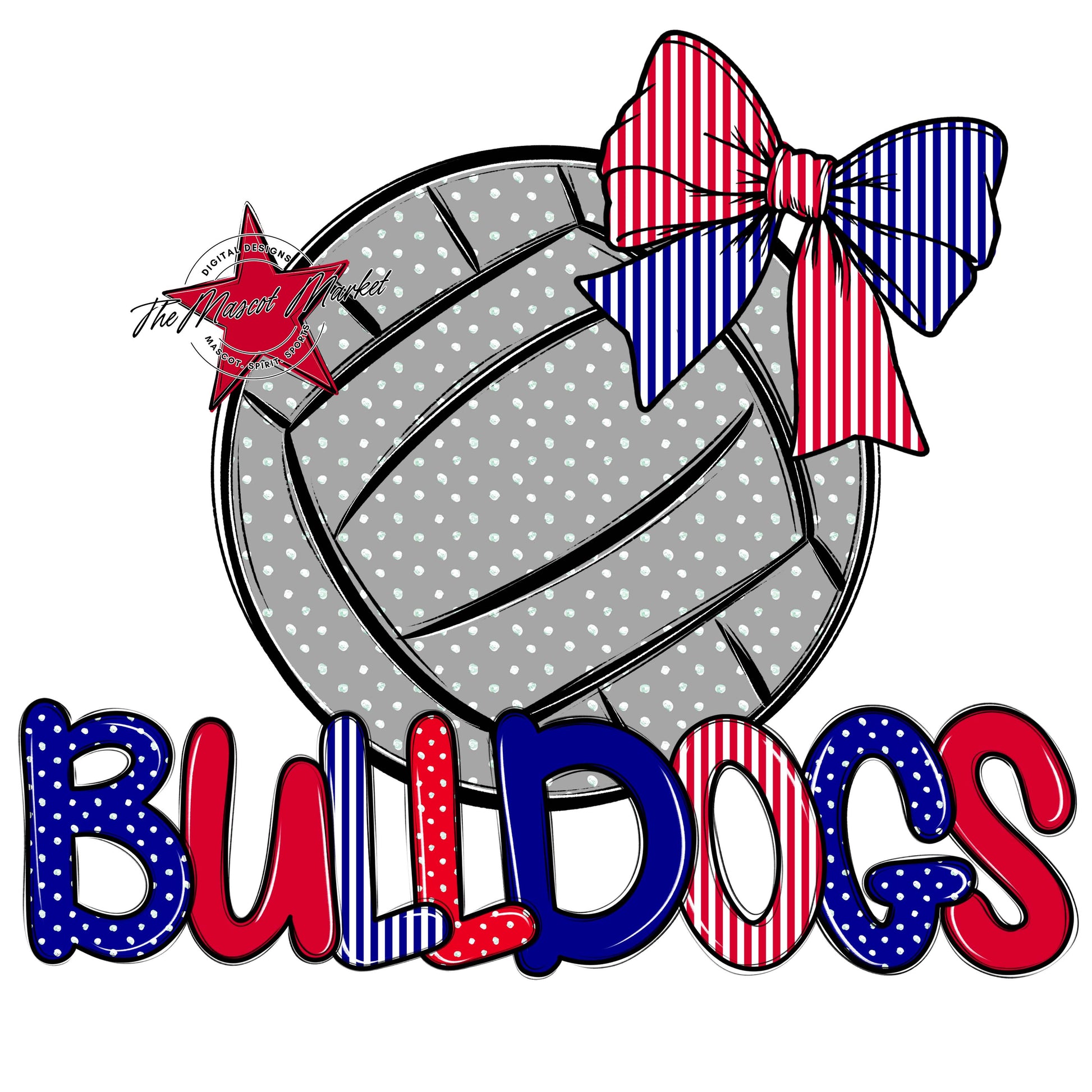 Bulldogs Volleyball Spirit Design-Blue & Red