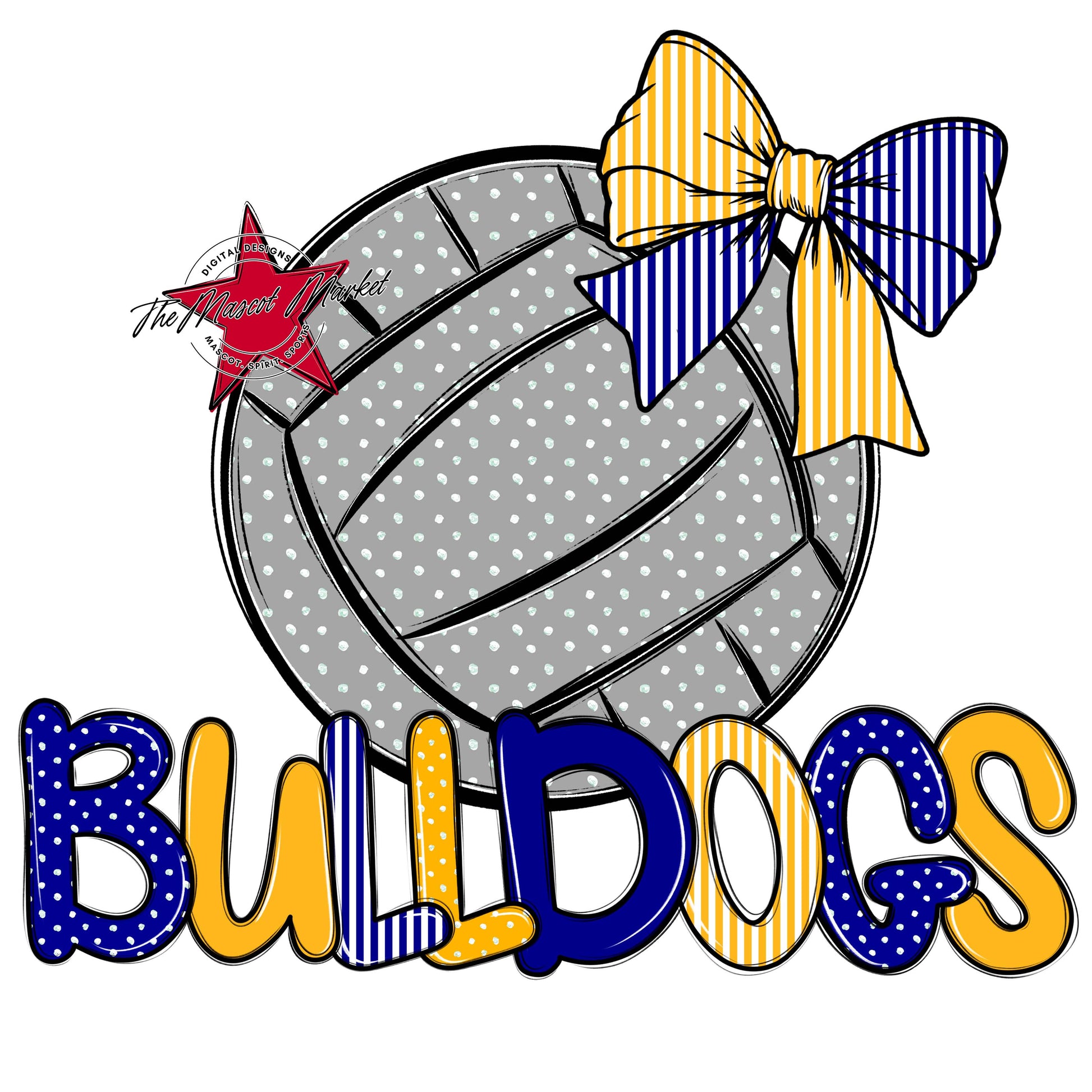 Bulldogs Volleyball Spirit Design-Blue & Yellow