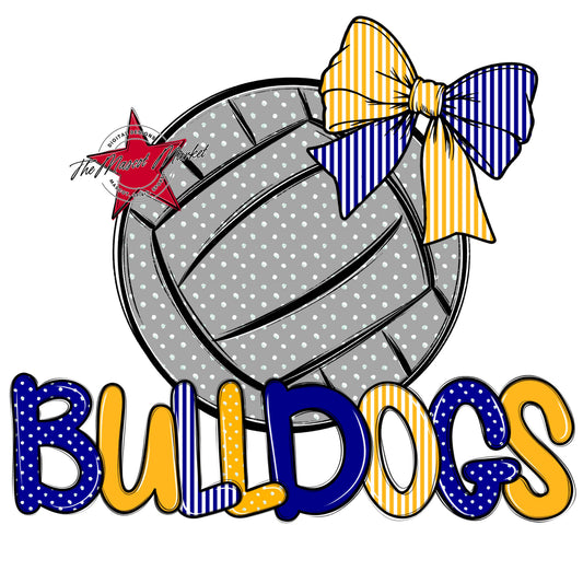 Bulldogs Volleyball Spirit Design-Blue & Yellow