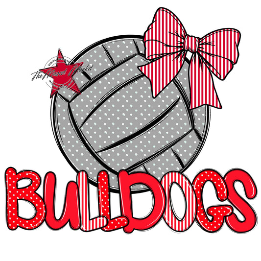 Bulldogs Volleyball Spirit Design-Bright Red