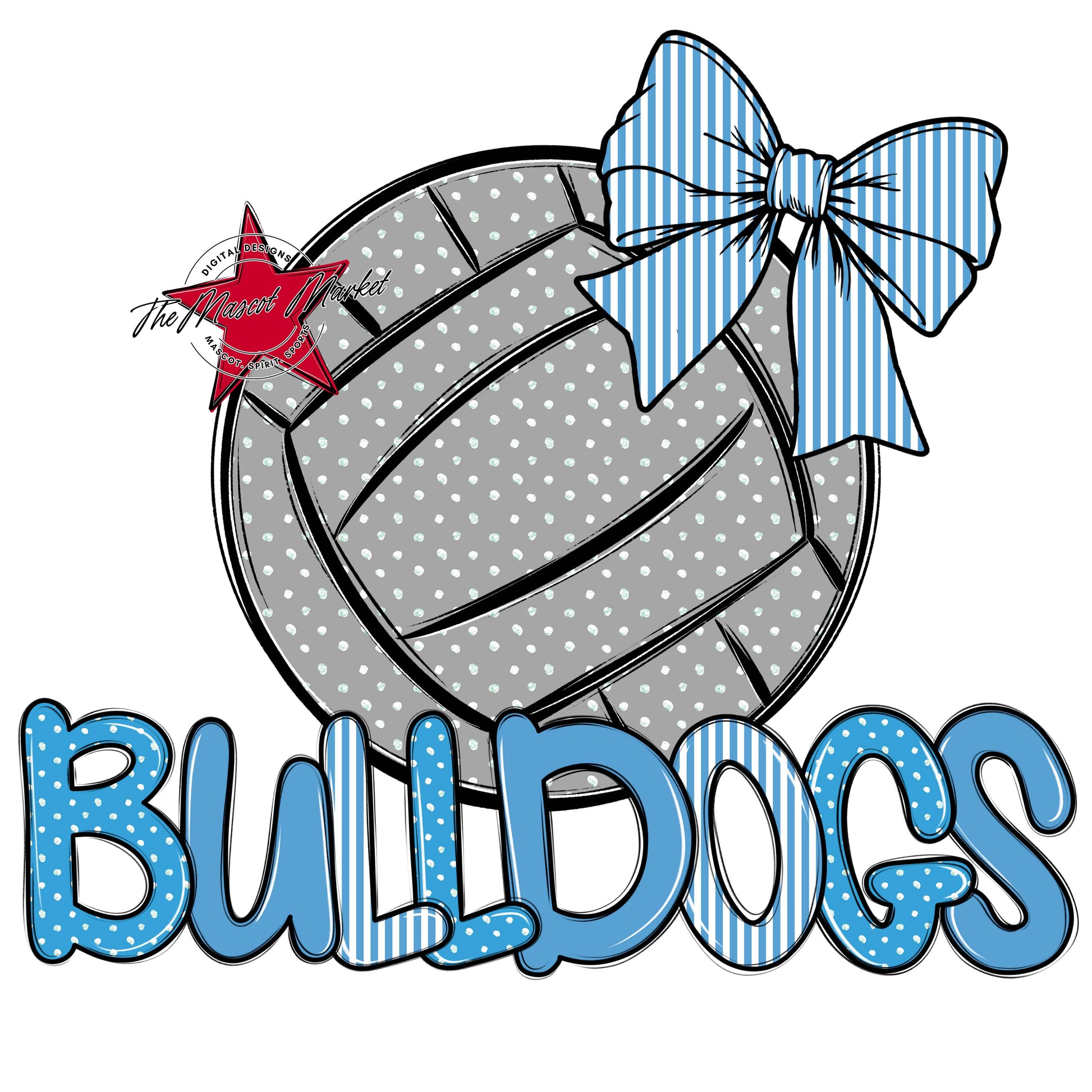 Bulldogs Volleyball Spirit Design-Carolina Blue