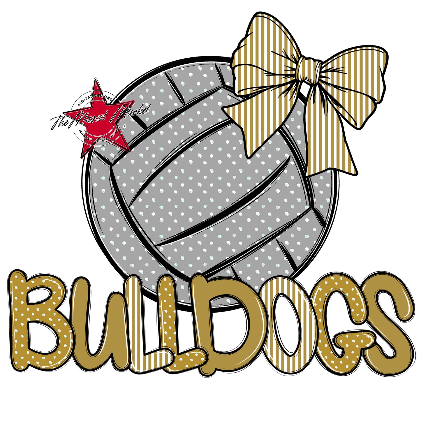 Bulldogs Volleyball Spirit Design-Gold