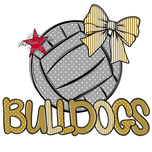 Bulldogs Volleyball Spirit Design-Gold
