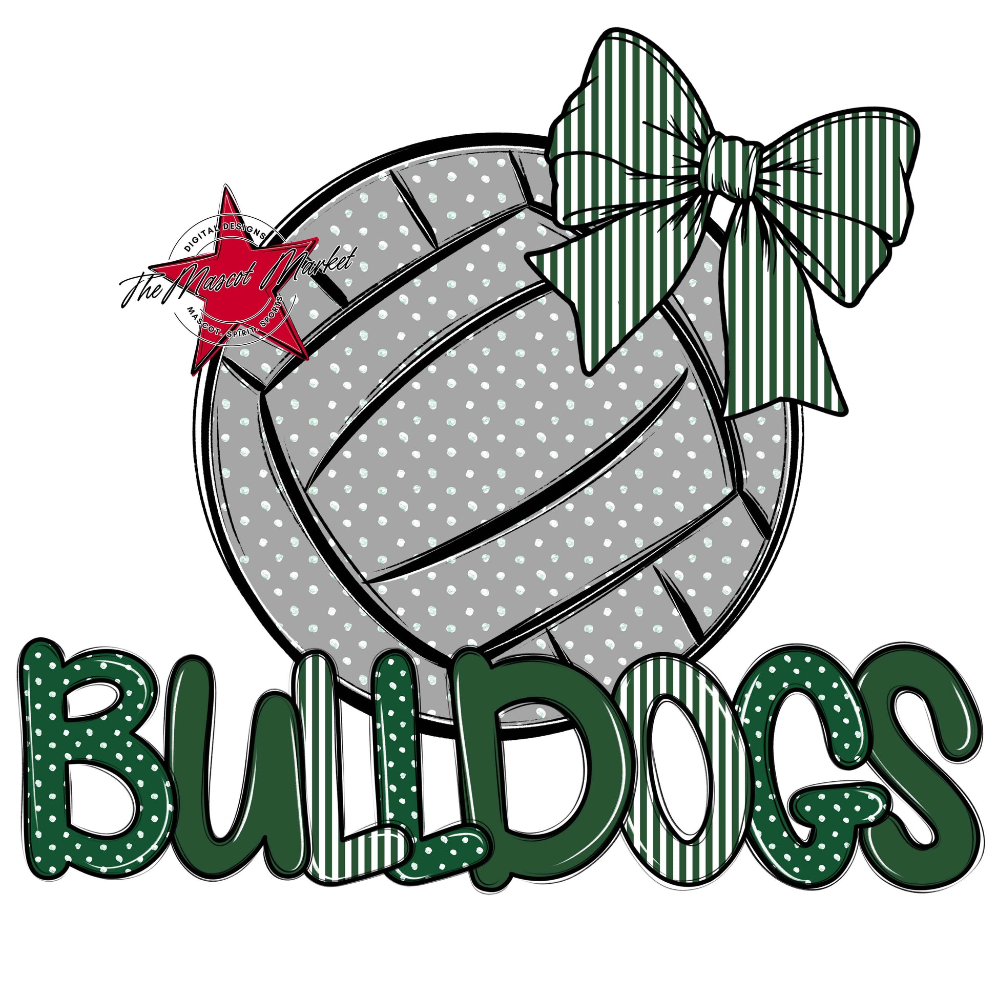 Bulldogs Volleyball Spirit Design-Green