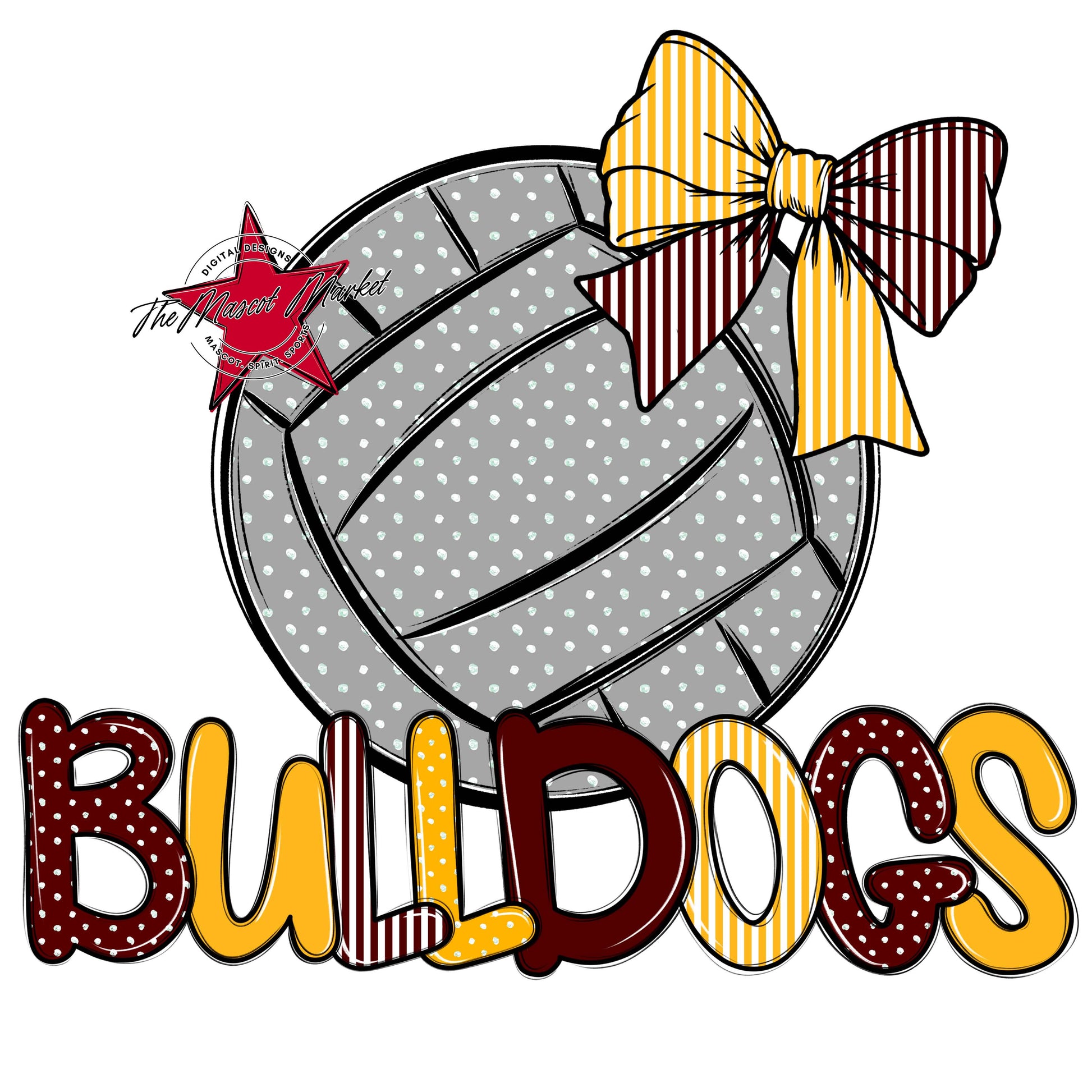 Bulldogs Volleyball Spirit Design-Maroon & Yellow