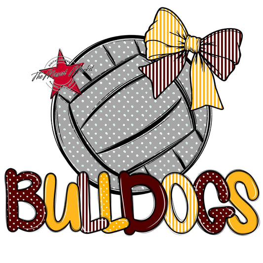 Bulldogs Volleyball Spirit Design-Maroon & Yellow