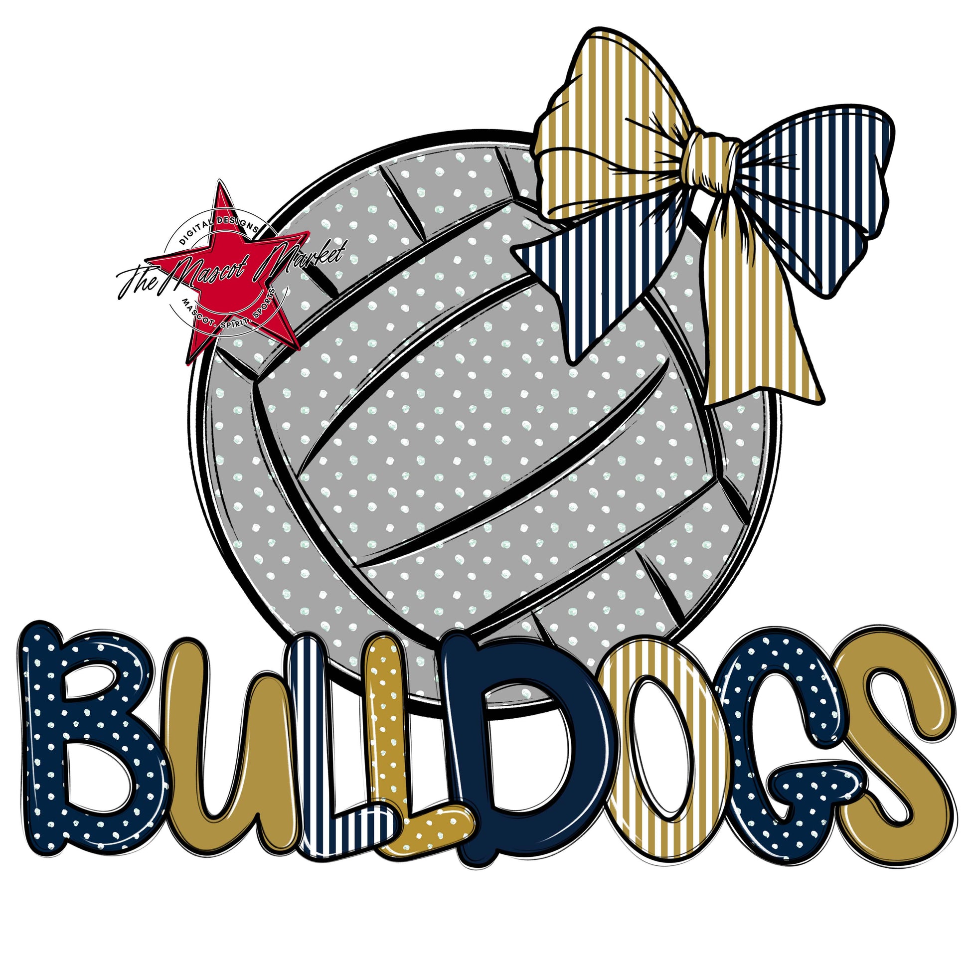 Bulldogs Volleyball Spirit Design-Navy & Gold