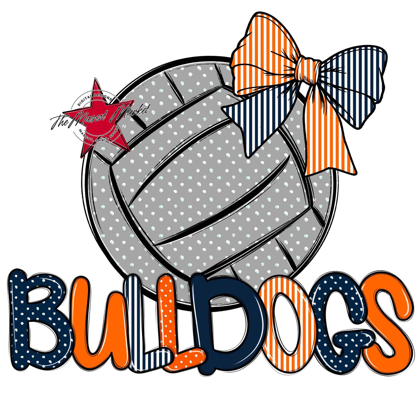 Bulldogs Volleyball Spirit Design-Navy & Orange