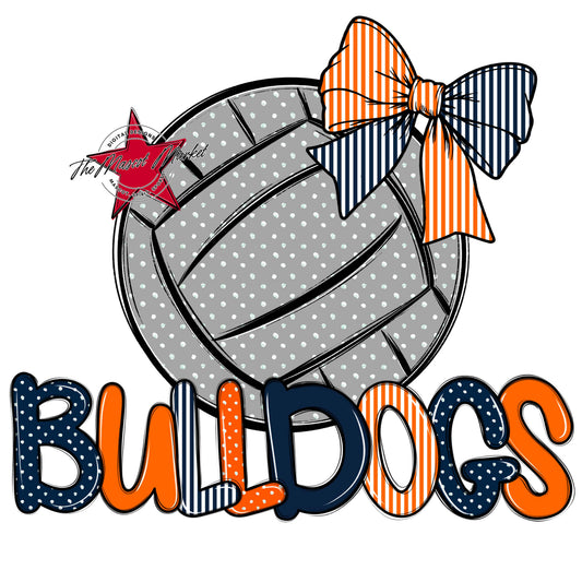 Bulldogs Volleyball Spirit Design-Navy & Orange