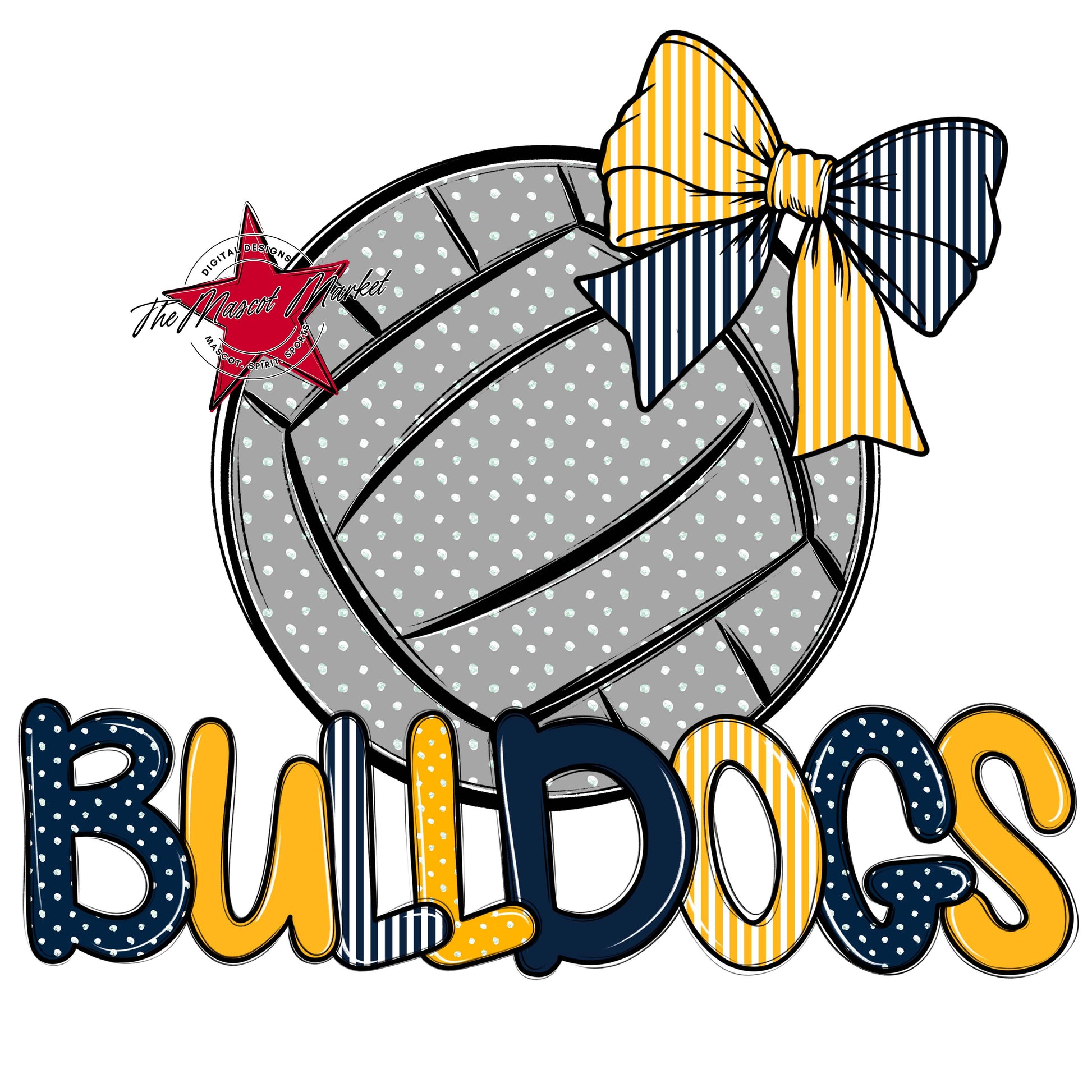 Bulldogs Volleyball Spirit Design-Navy & Yellow