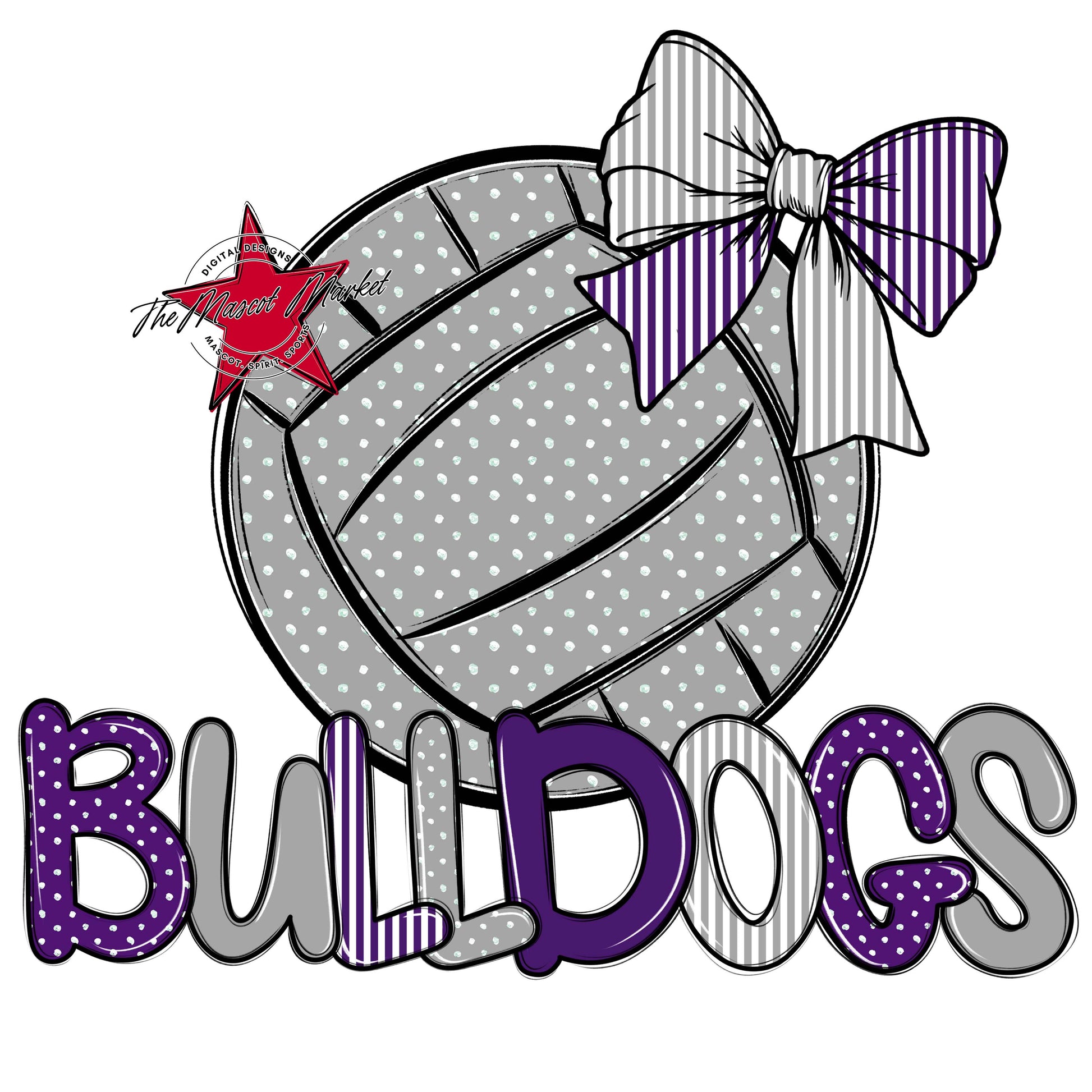 Bulldogs Volleyball Spirit Design-Purple & Grey