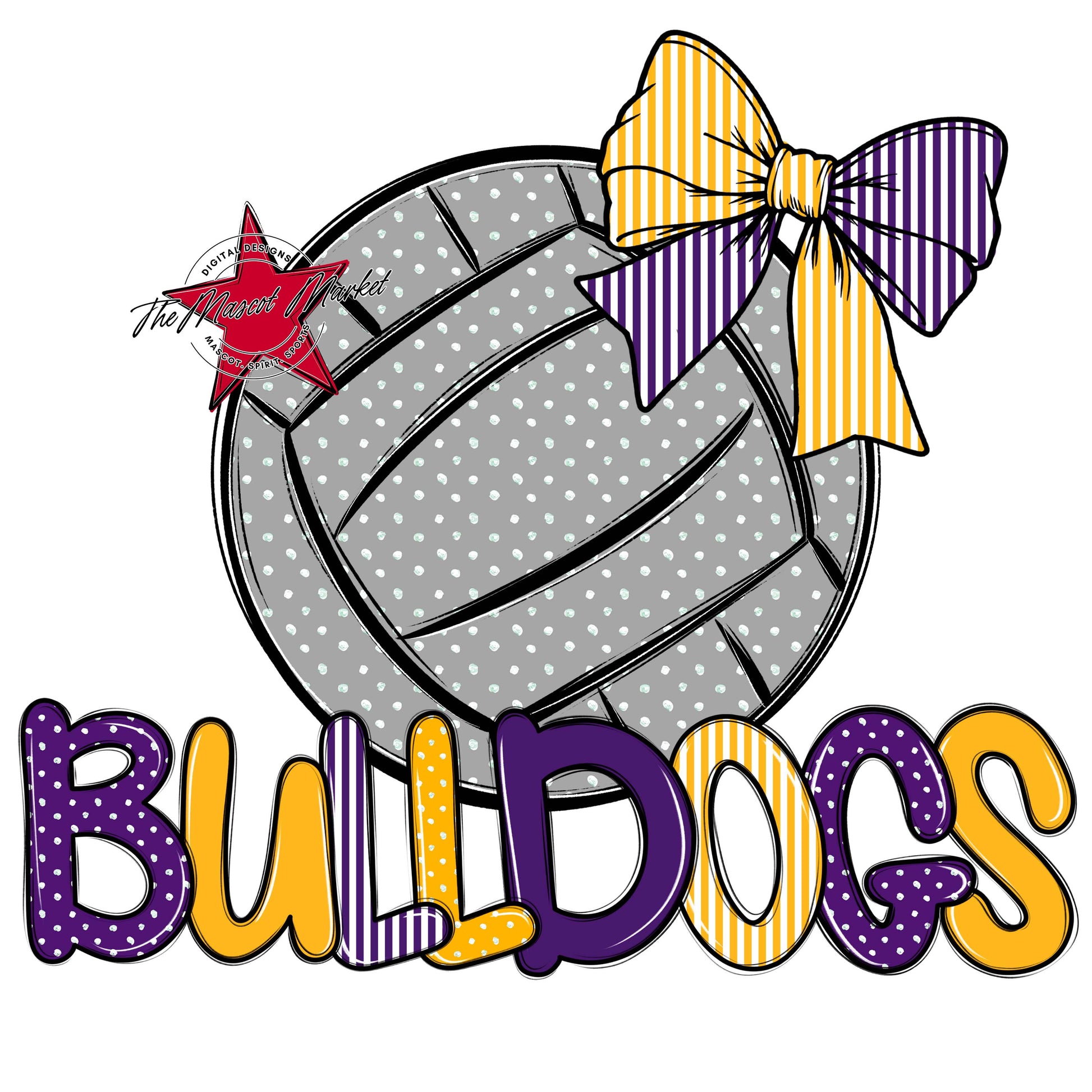 Bulldogs Volleyball Spirit Design-Purple & Yellow