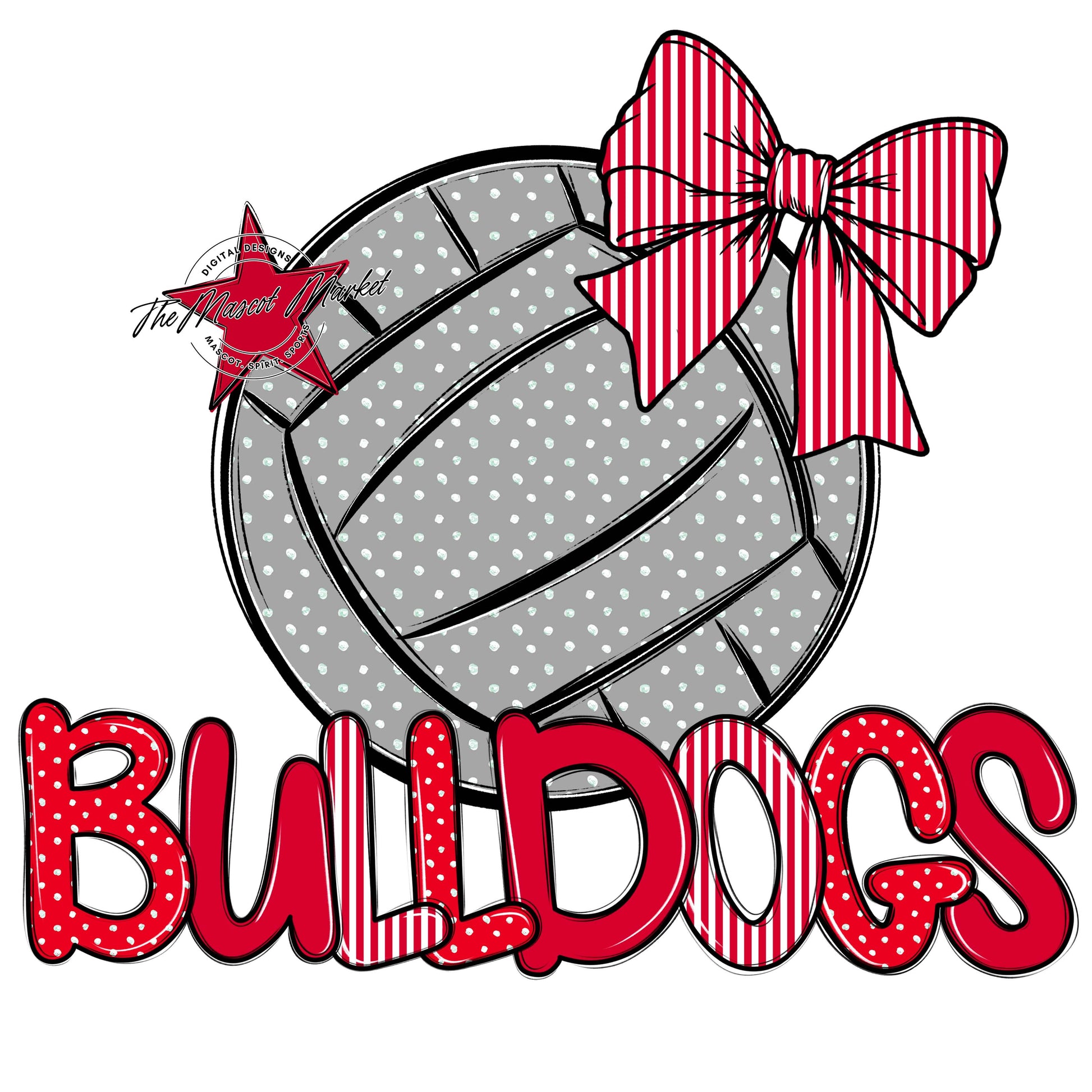 Bulldogs Volleyball Spirit Design-Red