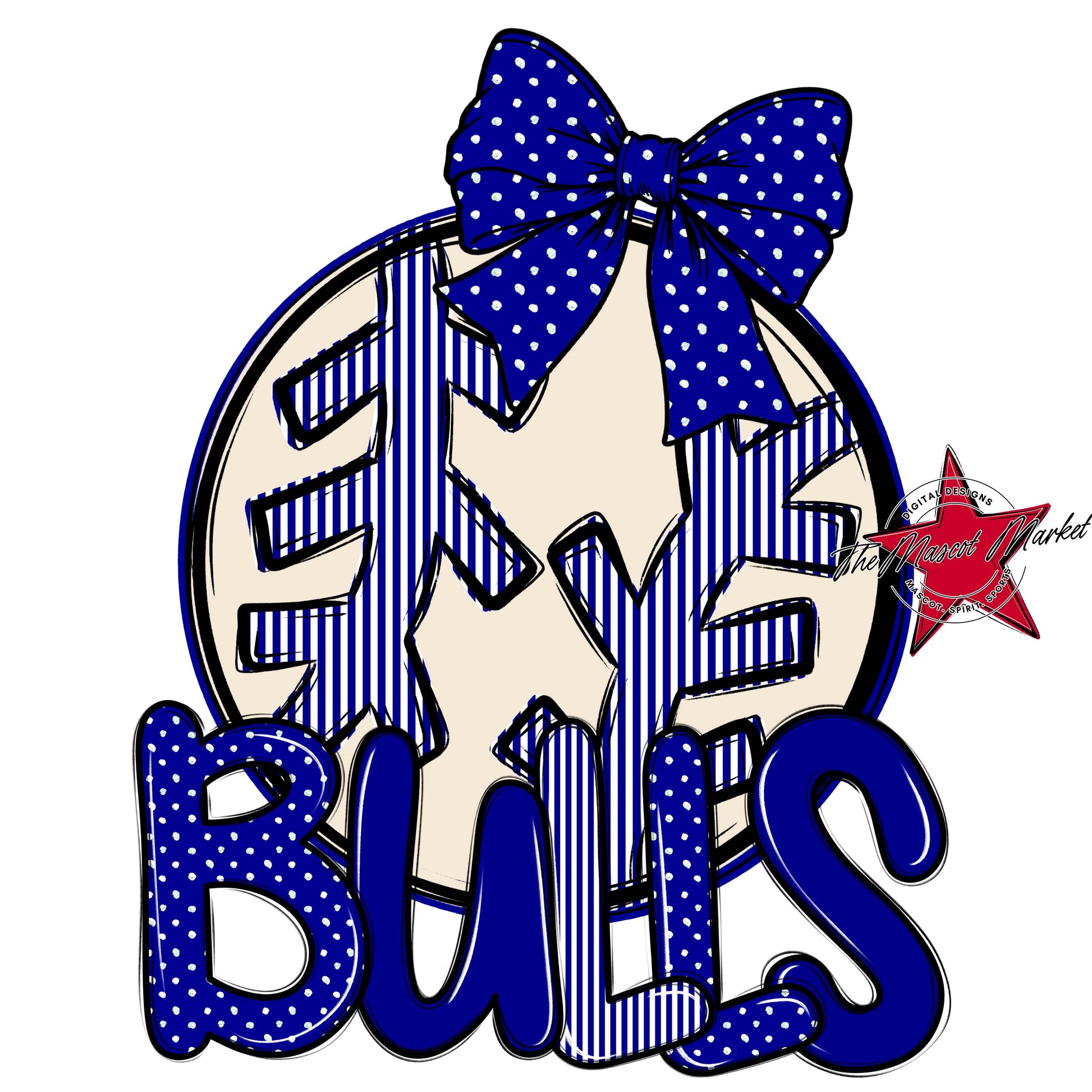Bulls Baseball-Softball Spirit Design-Blue