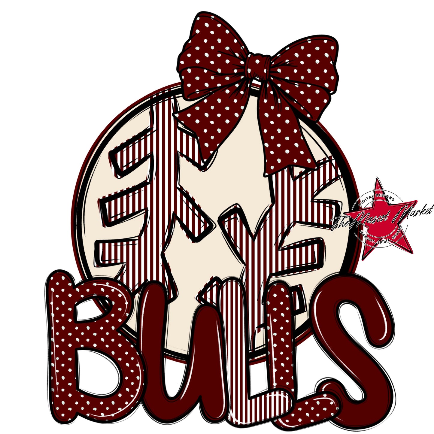 Bulls Baseball-Softball Spirit Design-Maroon