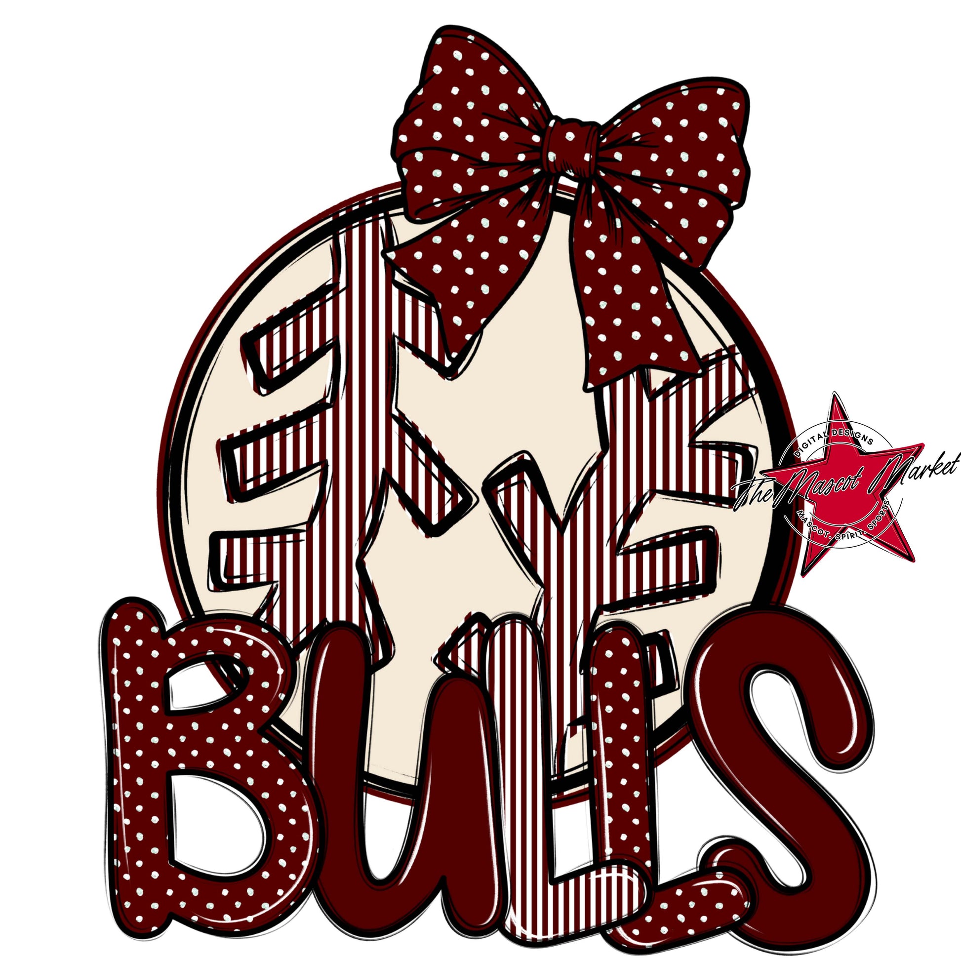 Bulls Baseball-Softball Spirit Design-Maroon