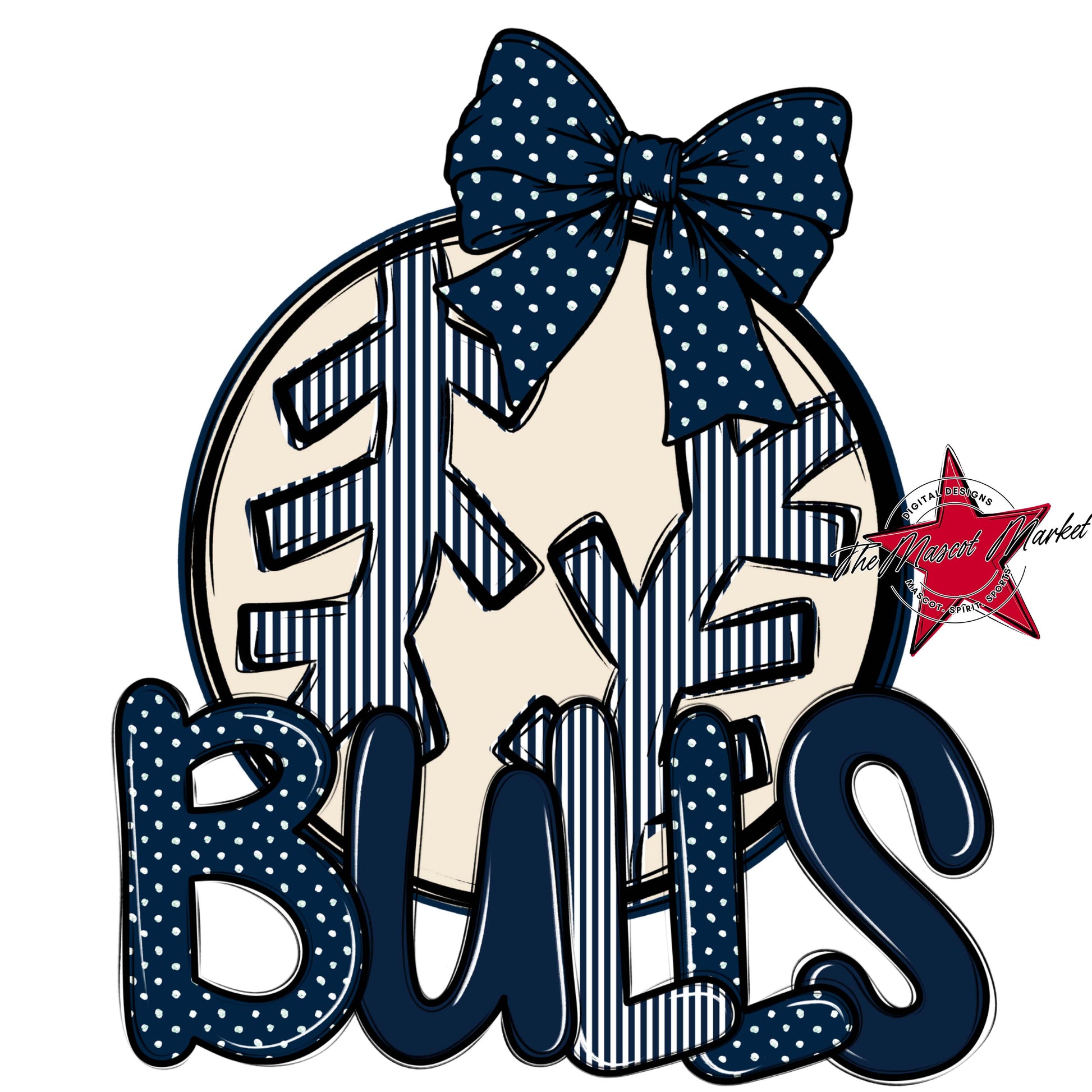 Bulls Baseball-Softball Spirit Design-Navy