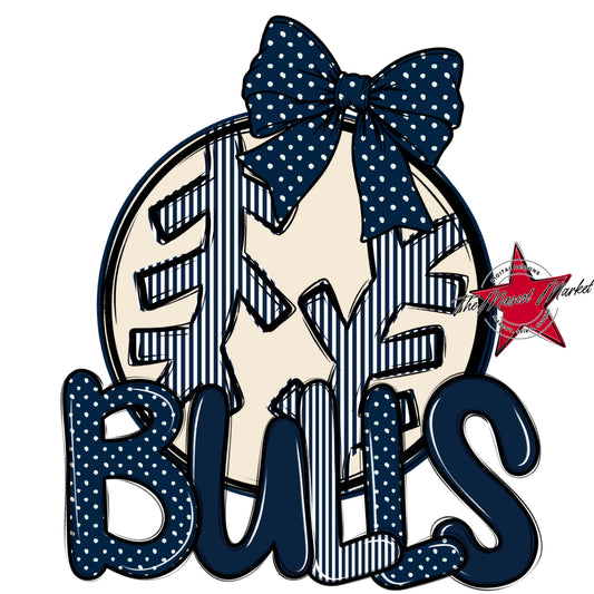 Bulls Baseball-Softball Spirit Design-Navy