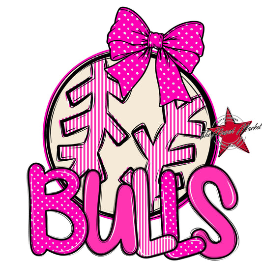 Bulls Baseball-Softball Spirit Design-Pink