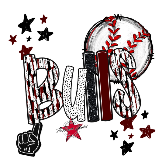 Bulls Baseball Scrape-Maroon