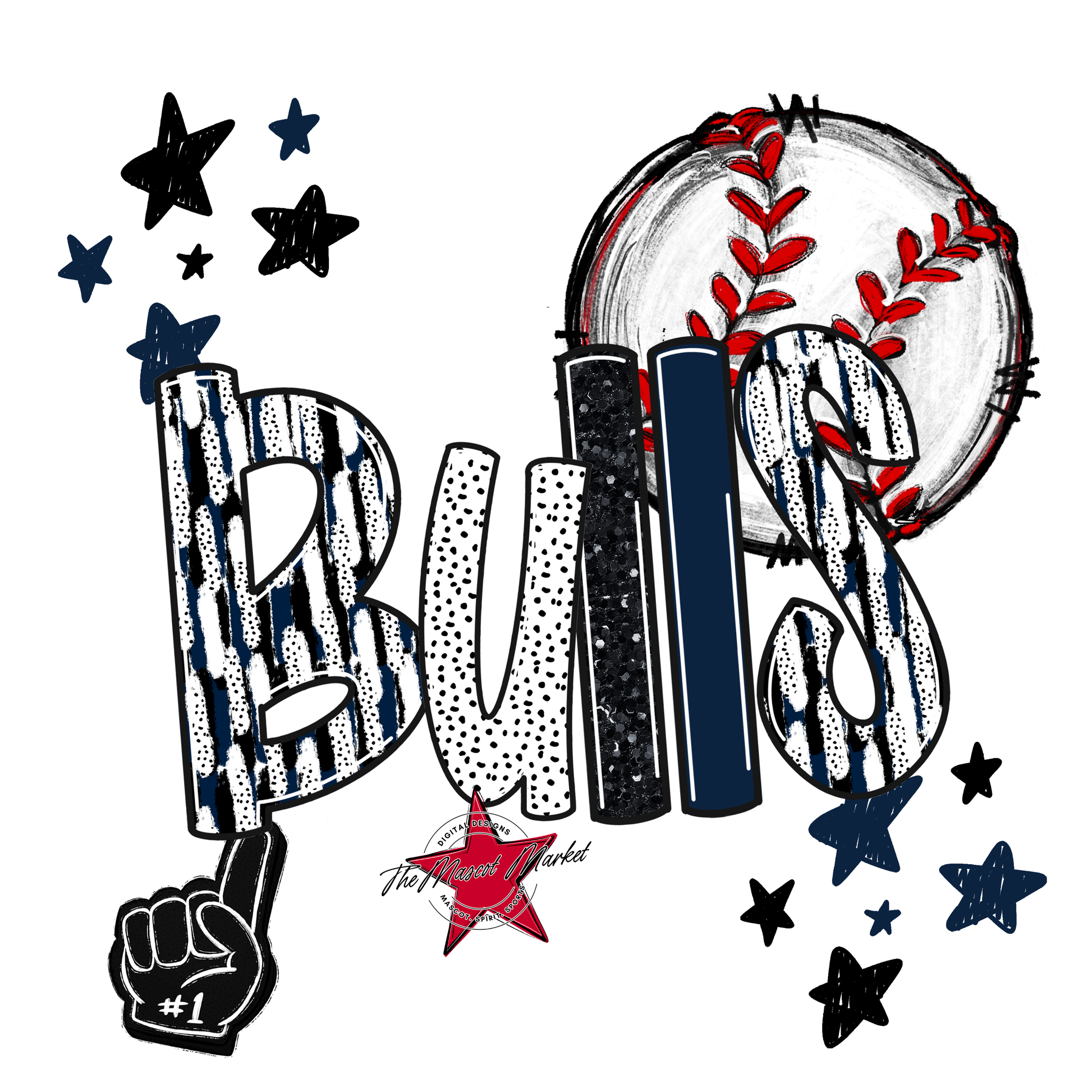 Bulls Baseball Scrape-Navy