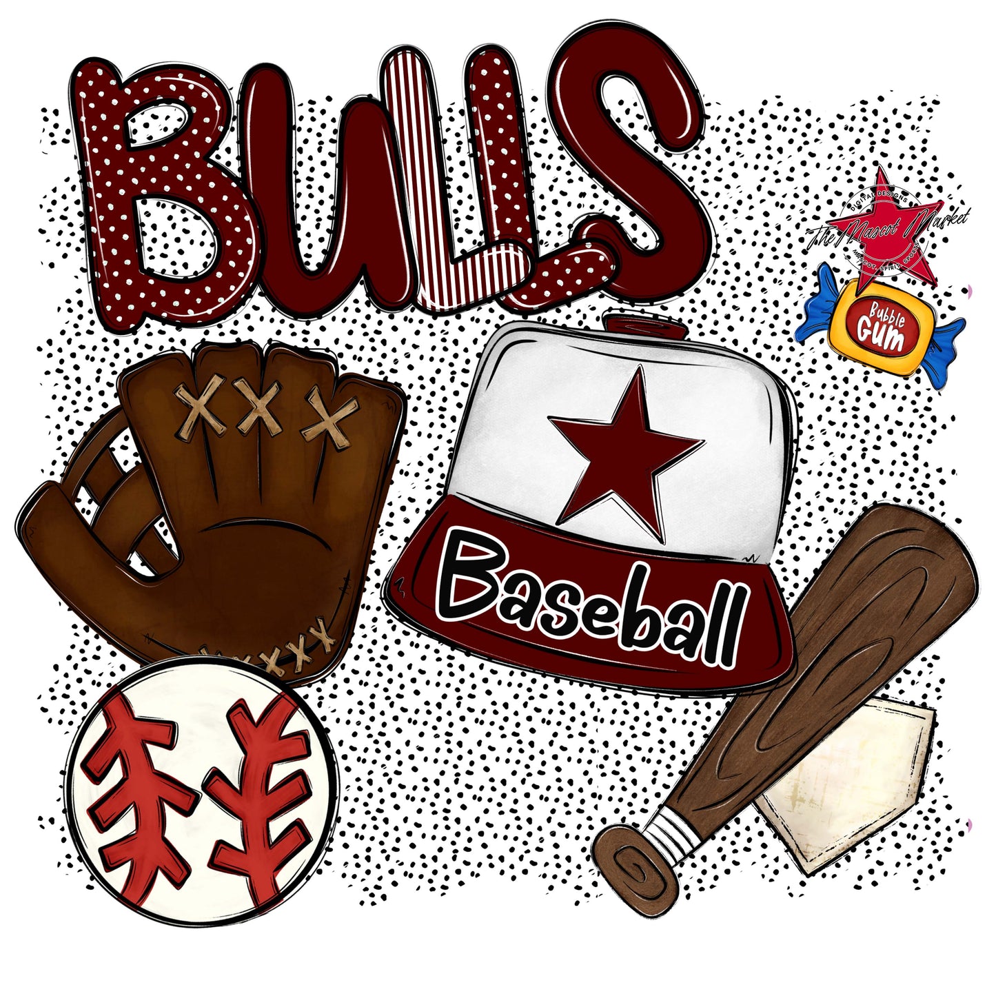 Bulls Baseball Spirit-Maroon