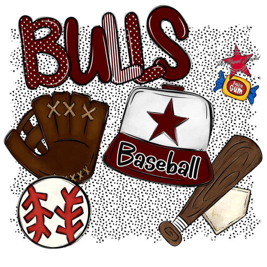 Bulls Baseball Spirit-Maroon