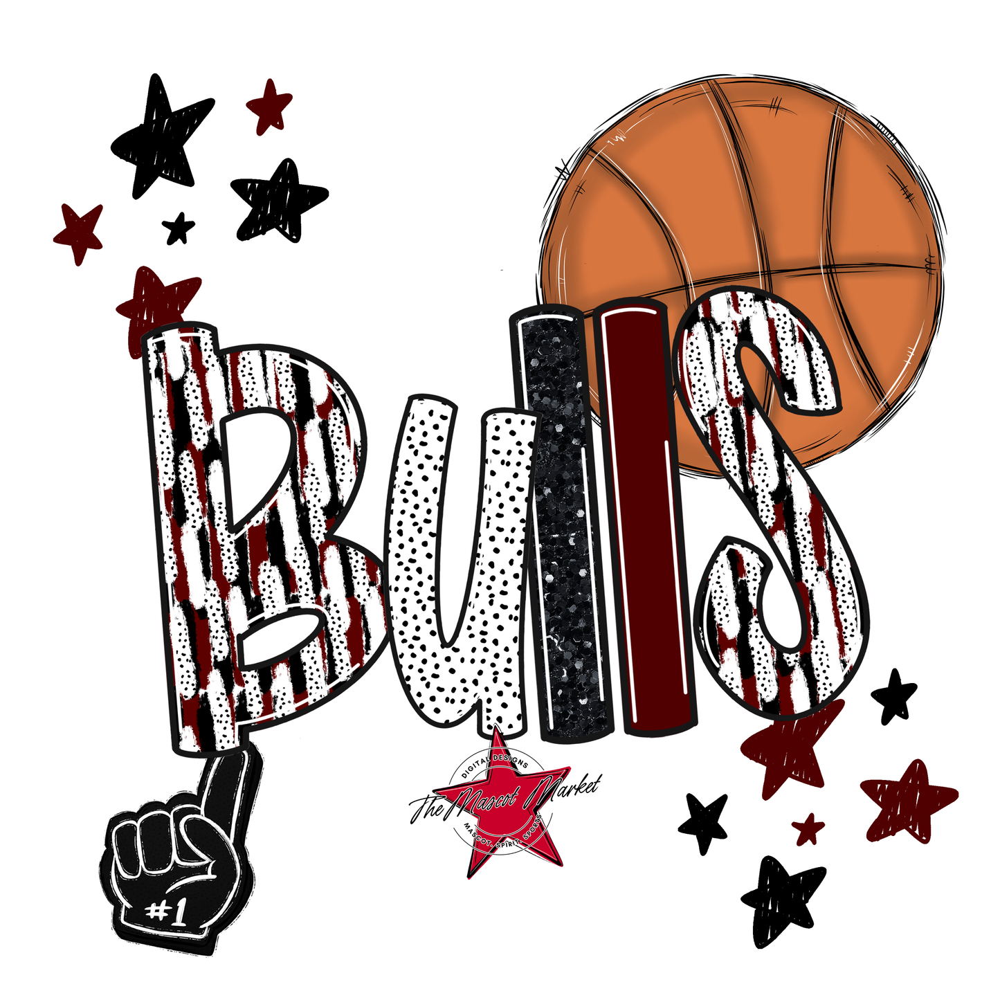 Bulls Basketball Scrape-Maroon