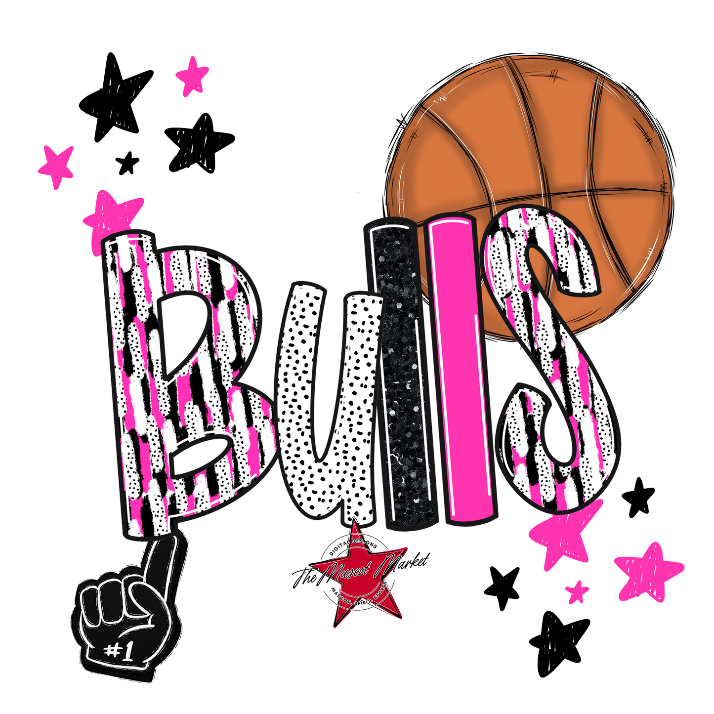 Bulls Basketball Scrape-Pink