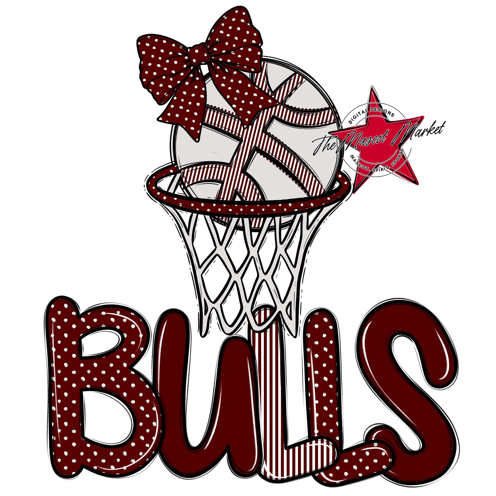 Bulls Basketball Spirit Design-Maroon
