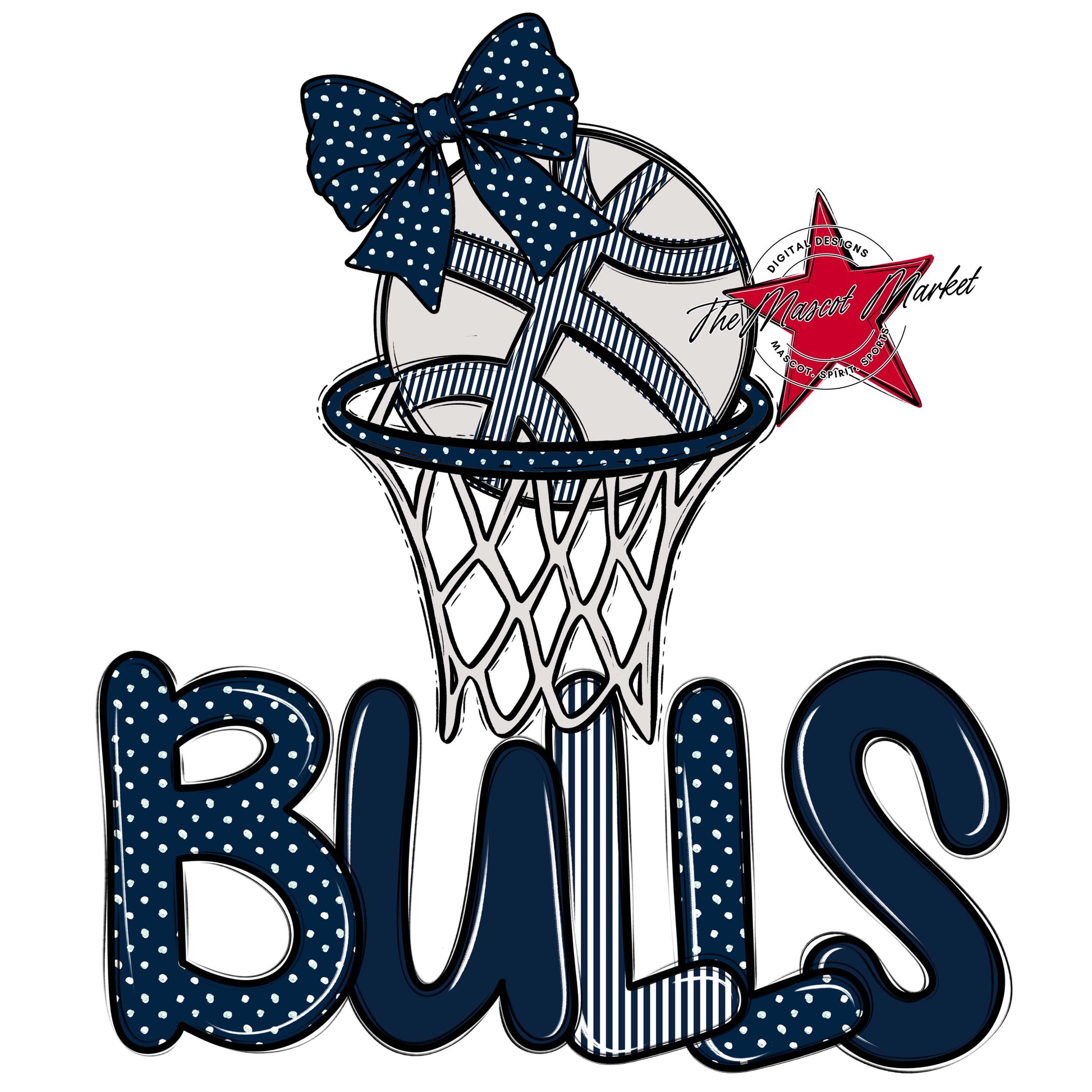 Bulls Basketball Spirit Design-Navy