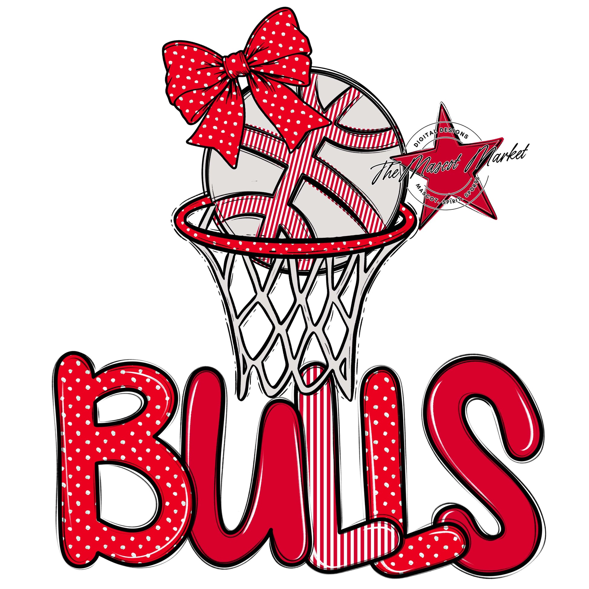 Bulls Basketball Spirit Design-Red