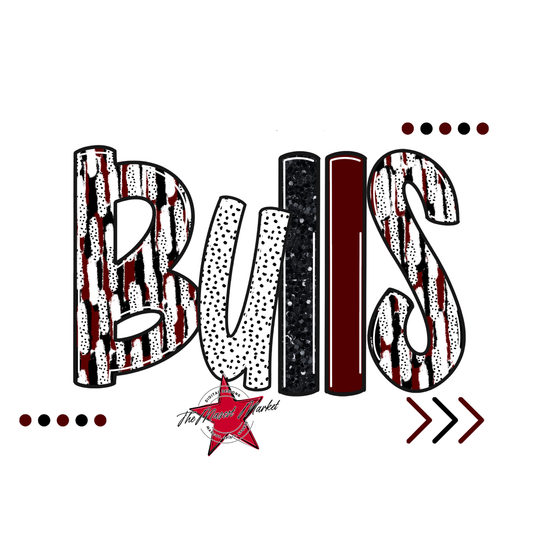 Bulls Brushstroke Alpha w Arrows-Maroon