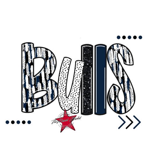 Bulls Brushstroke Alpha w Arrows-Navy