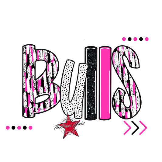 Bulls Brushstroke Alpha w Arrows-Pink