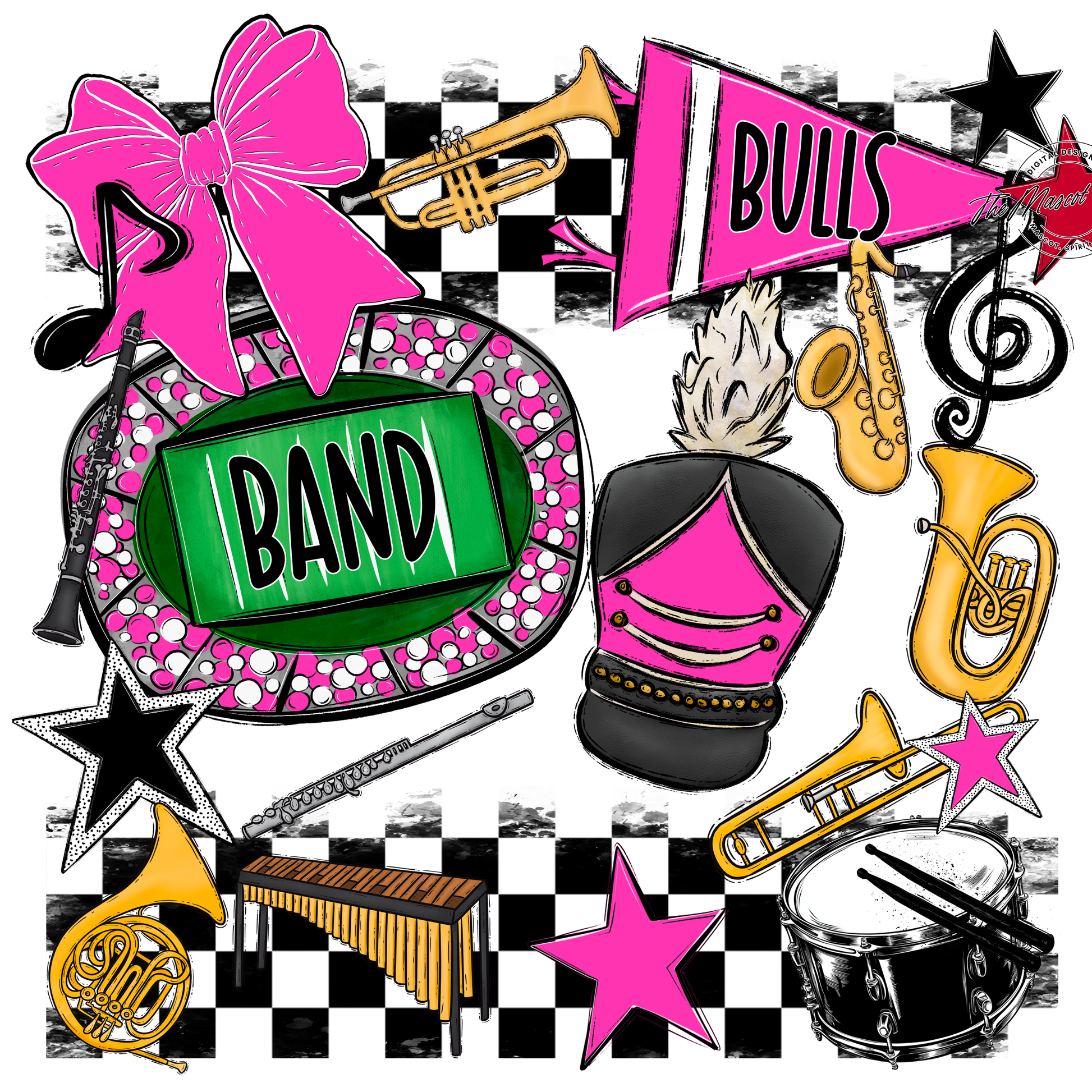 Bulls Checkers Band Spirit Design-Pink