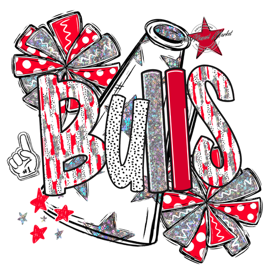 Bulls Cheer Megaphone Scrape-Red