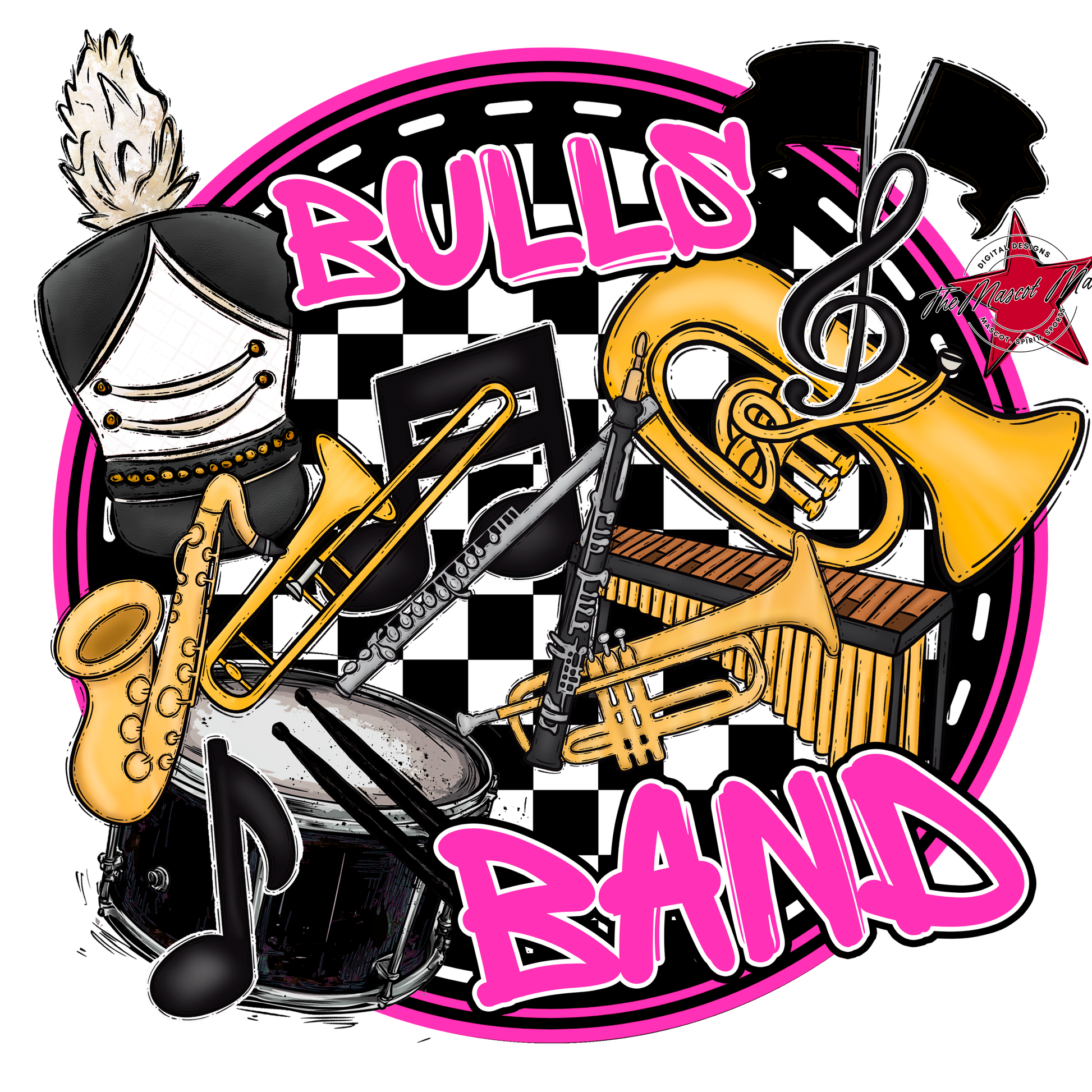 Bulls Circle Band Design-Pink