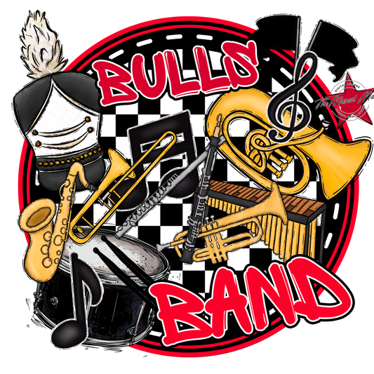 Bulls Circle Band Design-Red