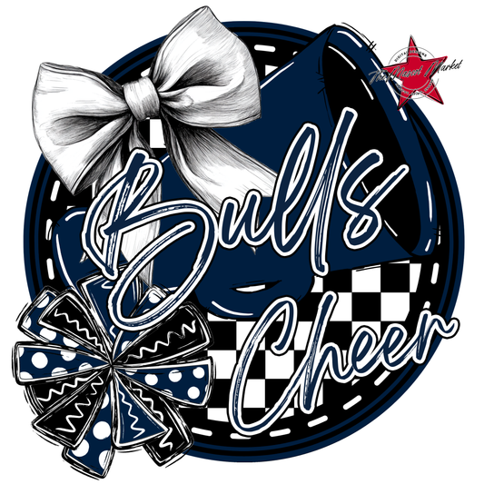 Bulls Circle Cheer Design-Navy